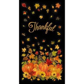 Thankful PANEL-CM3640 BLACK by Timeless Treasures Fabrics, Image