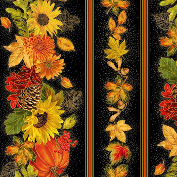 Thankful HARVEST-CM3641 BLACK by Timeless Treasures Fabrics, Image