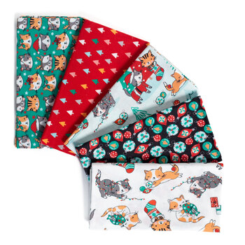 It's a Cats Christmas 5 FQ Set by Fabric Palette, Image