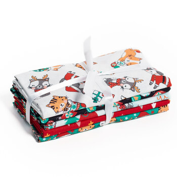 It's a Cats Christmas 5 FQ Set by Fabric Palette, Image