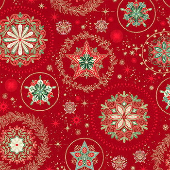 Good Tidings MU-103-R Red by Makower UK for Andover Fabrics, Image