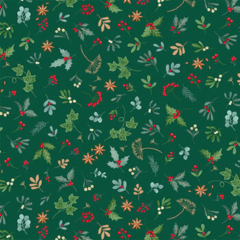 Good Tidings MU-105-G Green by Makower UK for Andover Fabrics, Image