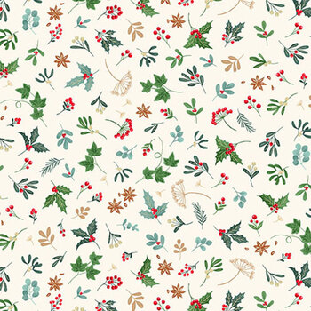 Good Tidings MU-105-Q Cream by Makower UK for Andover Fabrics, Image