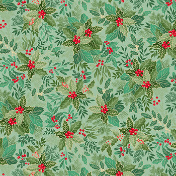 Good Tidings MU-107-G5 Mid Green by Makower UK for Andover Fabrics, Image