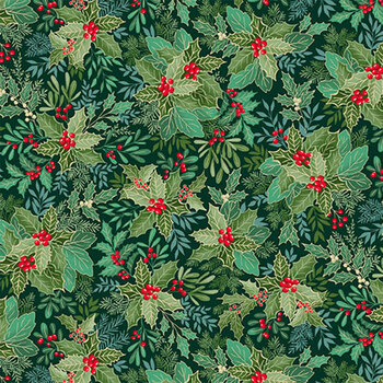 Good Tidings MU-107-G9 Dark Green by Makower UK for Andover Fabrics, Image