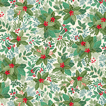 Good Tidings MU-107-Q Cream by Makower UK for Andover Fabrics, Image