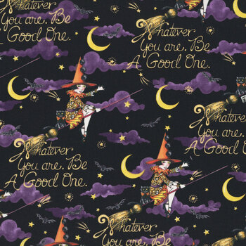 Spooky Cute Halloween PWMY002.BLACK Be a Good One by Mary Engelbreit for FreeSpirit Fabrics, Image
