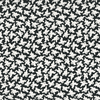 Spooky Cute Halloween PWMY005.BLACK Ghost Cluster by Mary Engelbreit for FreeSpirit Fabrics, Image