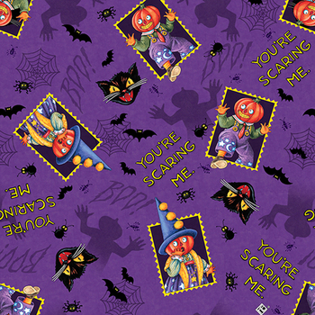 Spooky Cute Halloween PWMY011.PURPLE You’re Scaring Me by Mary Engelbreit for FreeSpirit Fabrics, Image