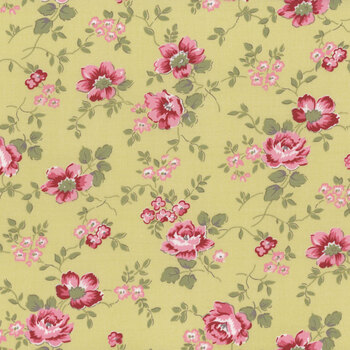 Vintage Floral Cotton Fabric Fat Quarter – Cream, Pink, Red Old Rose Garden Print