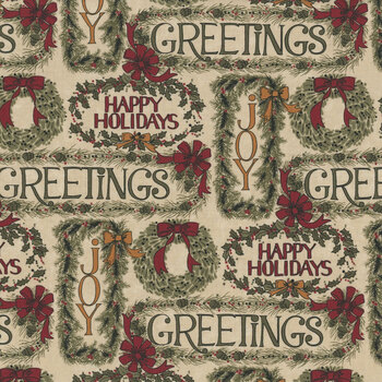 A Vintage Christmas 9780-11 Tan by Kansas Troubles Quilters for Moda Fabrics, Image