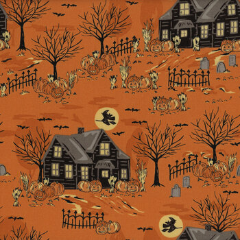 Home Sweet Haunt 20912-14 Pumpkin by Stacy Iest Hsu for Moda Fabrics, Image