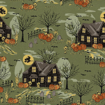 Home Sweet Haunt 20912-15 Moss by Stacy Iest Hsu for Moda Fabrics, Image