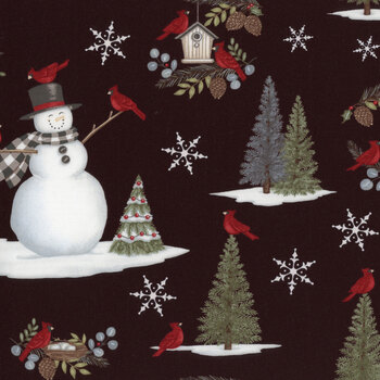 Winter Friends 56130-18 Charcoal Black by Deb Strain for Moda Fabrics, Image