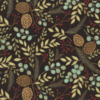 Winter Friends 56131-18 Charcoal Black by Deb Strain for Moda Fabrics, Image