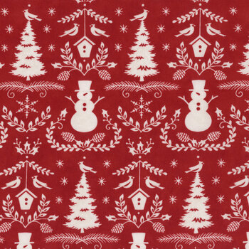 Winter Friends 56133-17 Berry Red by Deb Strain for Moda Fabrics, Image