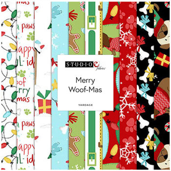 Merry Woof-Mas  Yardage by Sweet Cee Creative for Studio E Fabrics, Image