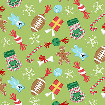 Merry Woof-Mas 8355-64 Lime by Sweet Cee Creative for Studio E Fabrics, Image