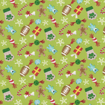 Merry Woof-Mas 8355-64 Lime by Sweet Cee Creative for Studio E Fabrics, Image