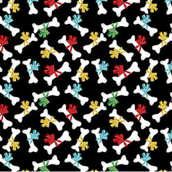 Merry Woof-Mas 8359-99 Black by Sweet Cee Creative for Studio E Fabrics, Image