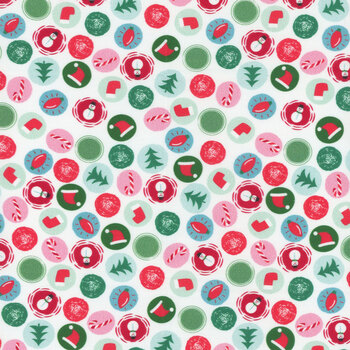 Christmas Miniatures III 5898-W Holiday Icon Toss by Pink Light Studio for P&B Textiles, Image