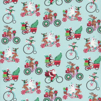 Christmas Miniatures III 5899-LT Christmas Bikes by Pink Light Studio for P&B Textiles, Image