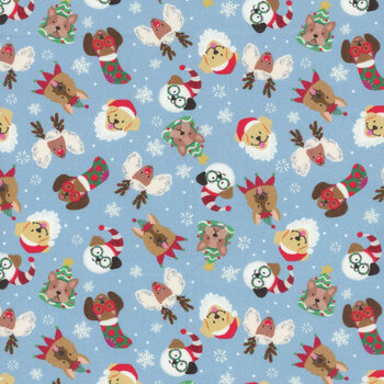 Christmas Miniatures III 5901-B Festive Pups by Pink Light Studio for P&B Textiles, Image