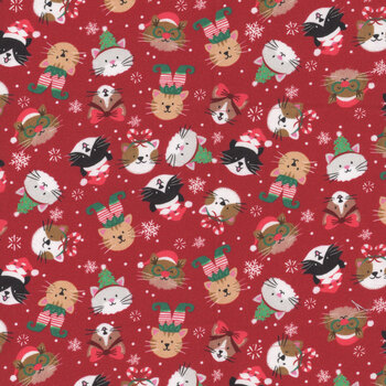 Christmas Miniatures III 5902-R Festive Kitties by Pink Light Studio for P&B Textiles, Image