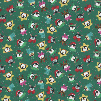 Christmas Miniatures III 5903-G Festive Penguins by Pink Light Studio for P&B Textiles, Image