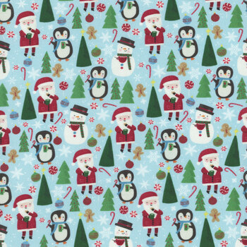 Christmas Miniatures III 5910-LB Santa and Friends by Pink Light Studio for P&B Textiles, Image