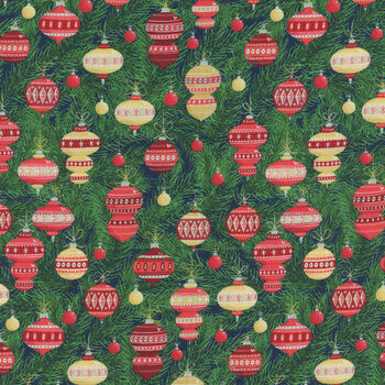 Christmas Miniatures III 5913-DG Baubles by Pink Light Studio for P&B Textiles, Image