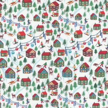 Christmas Miniatures III 5915-W Scenic Ski Village by Pink Light Studio for P&B Textiles, Image