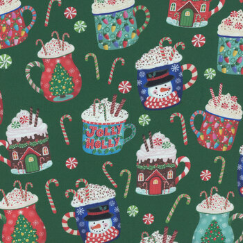 Christmas Miniatures III 5916-DG Hot Cocoa Allover by Pink Light Studio for P&B Textiles, Image