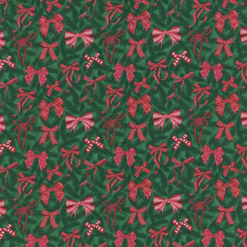 Christmas Miniatures III 5917-DG Christmas Bows by Pink Light Studio for P&B Textiles, Image