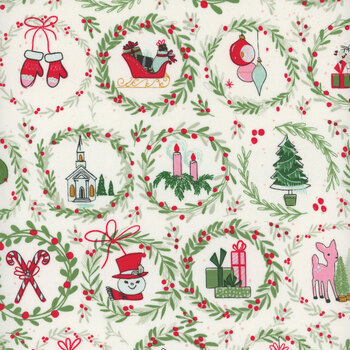 Mistletoe & Holly C16401-CLOUD by Beverly McCullough for Riley Blake Designs, Image