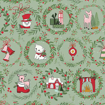 Mistletoe & Holly C16401-SAGE by Beverly McCullough for Riley Blake Designs, Image