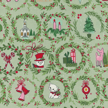 Mistletoe & Holly C16401-SAGE by Beverly McCullough for Riley Blake Designs, Image