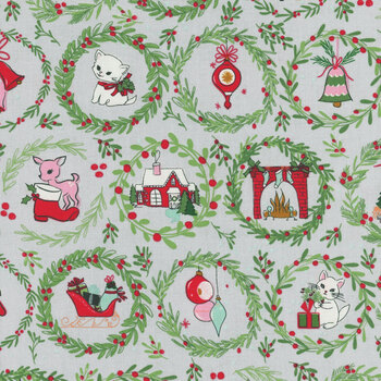 Mistletoe & Holly C16401-SILVER by Beverly McCullough for Riley Blake Designs, Image