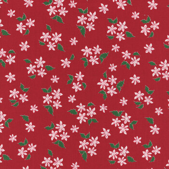 Mistletoe & Holly C16405-BARNRED by Beverly McCullough for Riley Blake Designs, Image