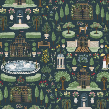 Emma C16531-NAVY by Jane Austen's House for Riley Blake Designs, Image