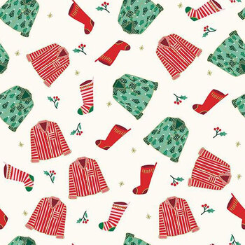 Christmas Flannel F16521-CREAM by My Mind's Eye for Riley Blake Designs, Image