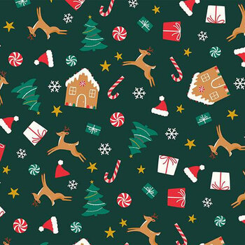 Christmas Flannel F16523-FOREST by My Mind's Eye for Riley Blake Designs, Image