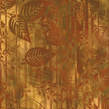 Falling Leaves 3-FLS-2 Gold Leaf Stripe by Jason Yenter for In The Beginning Fabrics, Image