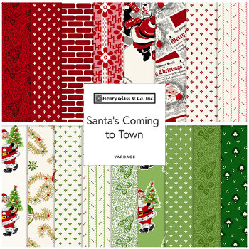 Santa's Coming to Town  Yardage by Stacy West for Henry Glass Fabrics, Image