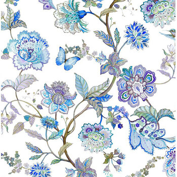 Daydreams 1DD-2 Periwinkle Large Floral by Jason Yenter for In The Beginning Fabrics, Image