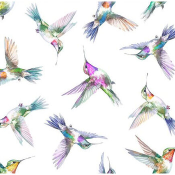 Daydreams 5DD-1 Multi Hummingbirds by Jason Yenter for In The Beginning Fabrics, Image