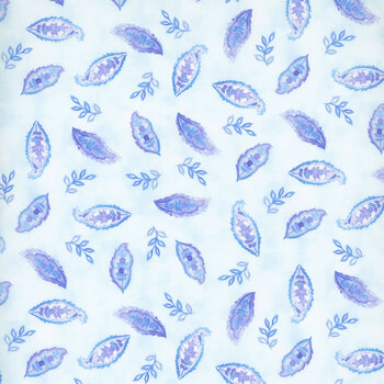 Daydreams 8DD-2 Blue Small Leaves by Jason Yenter for In The Beginning Fabrics, Image