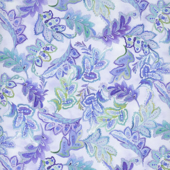 Daydreams 4DD-2 Periwinkle Large Leaves by Jason Yenter for In The Beginning Fabrics, Image