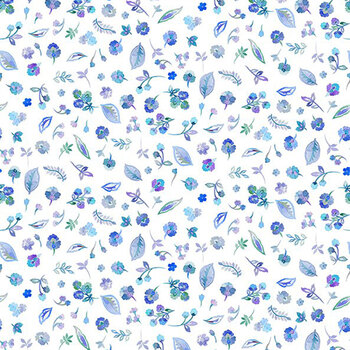 Daydreams 7DD-2 Blue Petite Flowers by Jason Yenter for In The Beginning Fabrics, Image