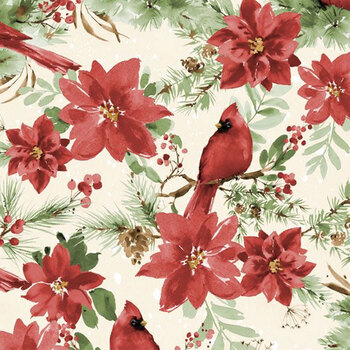 Cardinal Celebration 37753-237 Cream by Katrina Pete for Wilmington Prints, Image